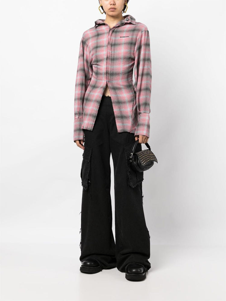 2-ways Checked Twist-detail Shirt