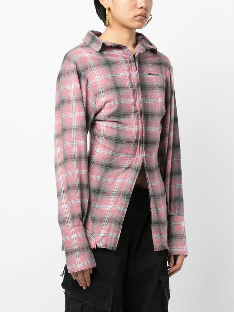 2-ways Checked Twist-detail Shirt