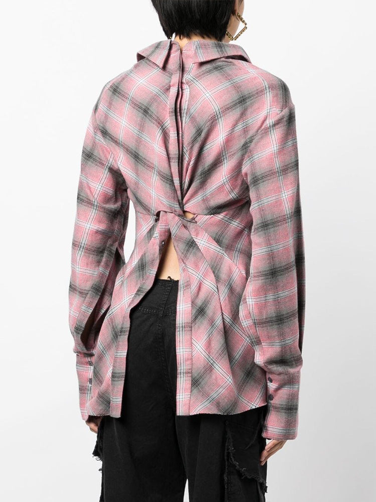 2-ways Checked Twist-detail Shirt