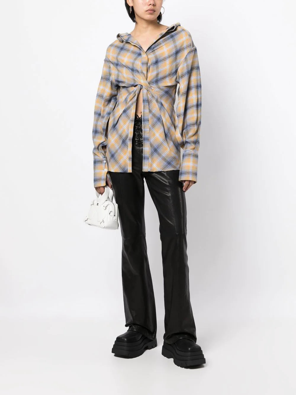 2 way check-print Long-sleeve Shirt