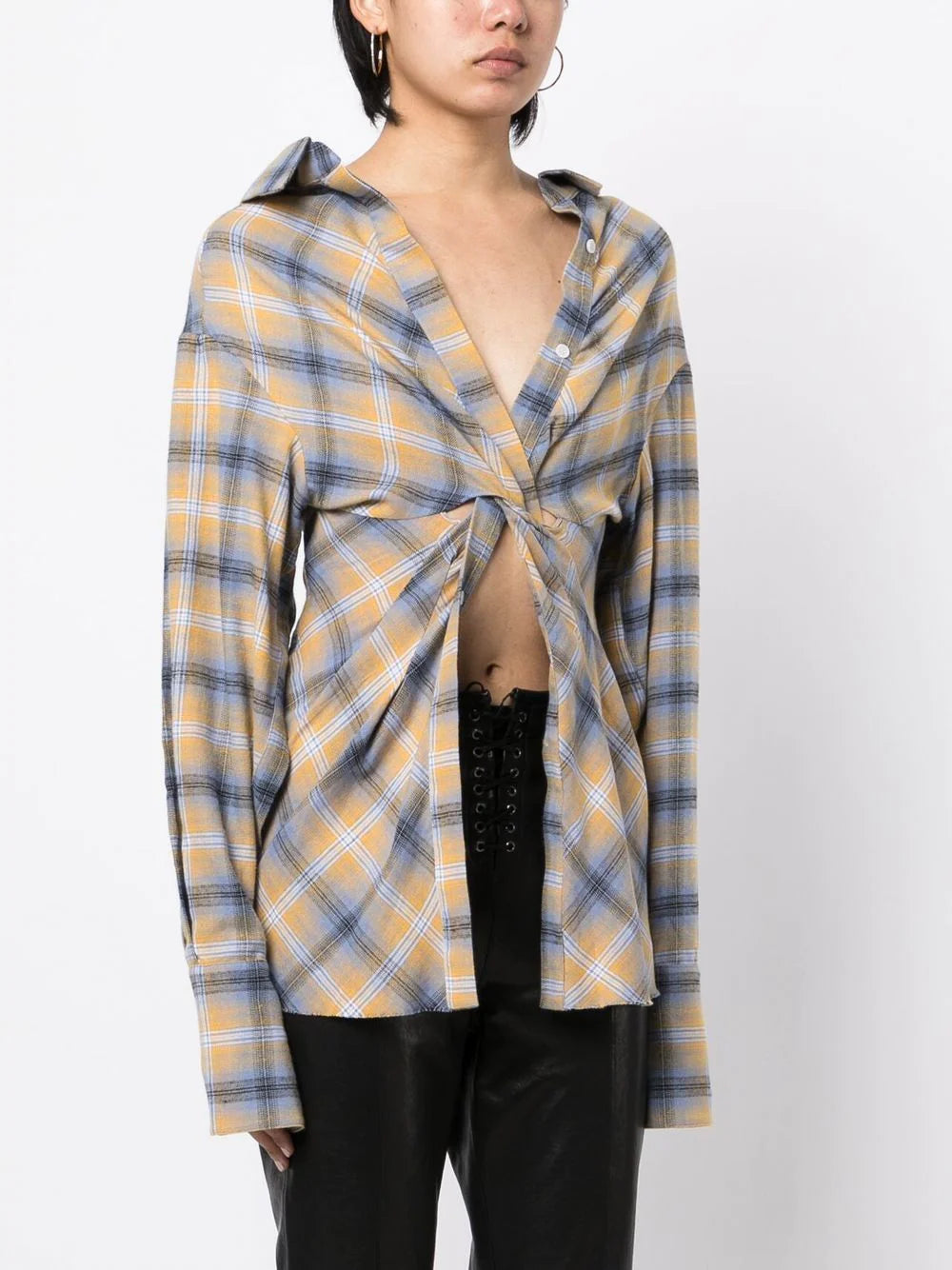 2 way check-print Long-sleeve Shirt
