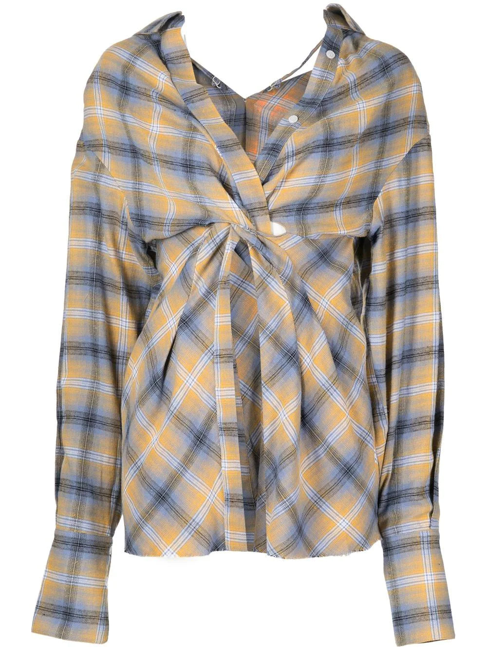 2 way check-print Long-sleeve Shirt