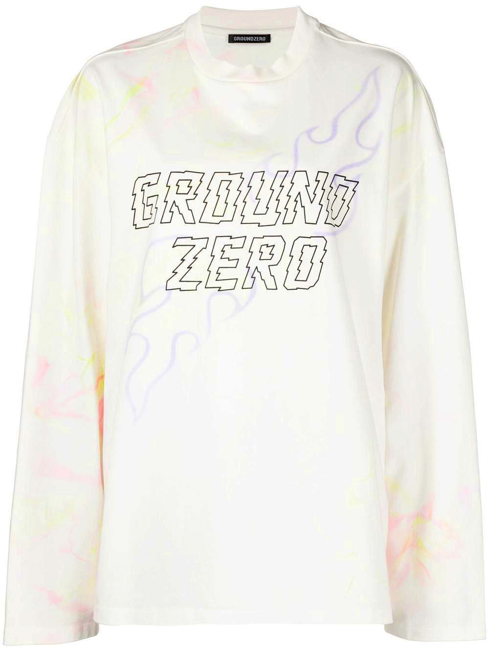 Oversized Logo Print With Hand Painted Long-sleeve T-shirt