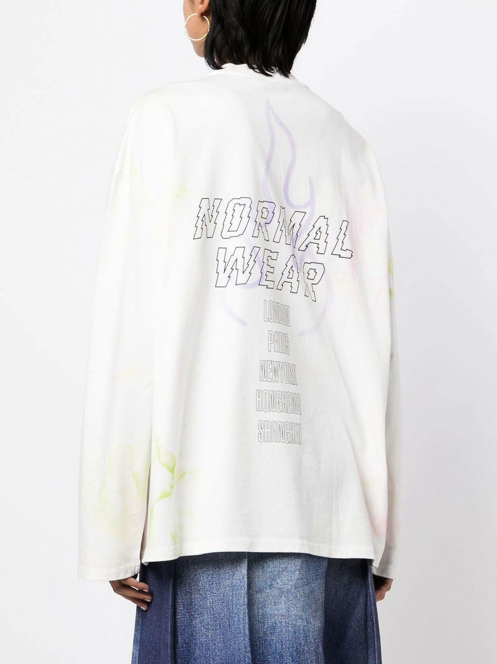 Oversized Logo Print With Hand Painted Long-sleeve T-shirt