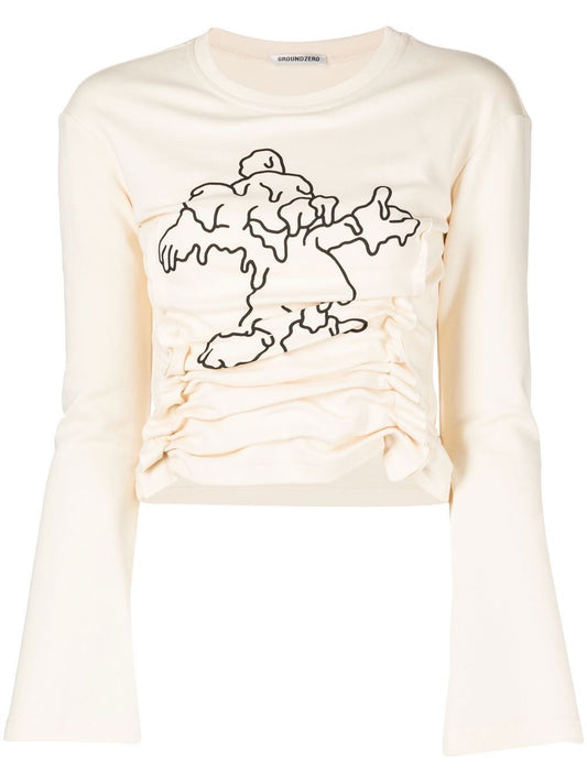 Melting Mickey Graphic-print Ruffles Long-sleeve T-shirt