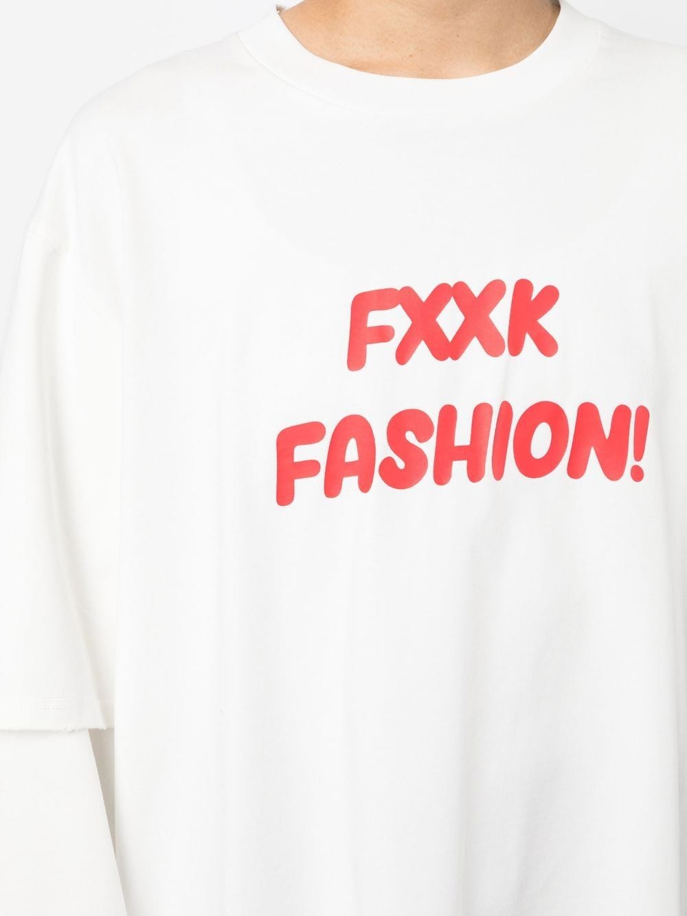 Slogan-print 2 Layers Long-sleeve T-shirt