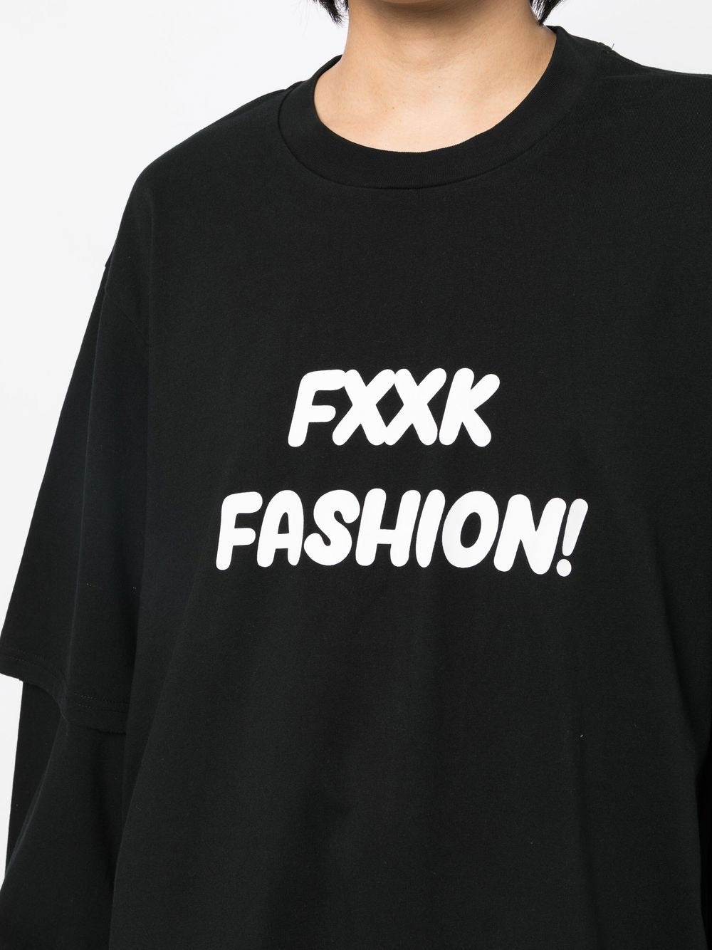 Slogan-print 2 Layers Long-sleeve T-shirt