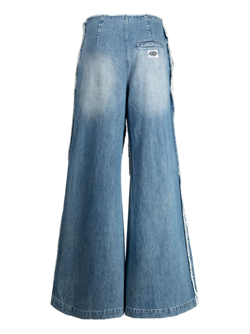 Stonewashed Raw-cut Flared Jeans