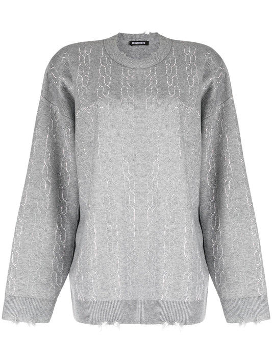 Graphic-print Distressed-finish Jumper