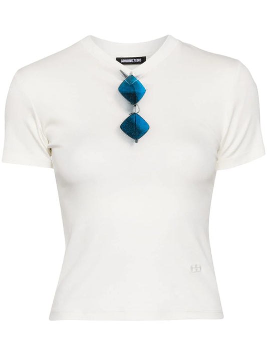 V-neck Cotton Blend T-shirt