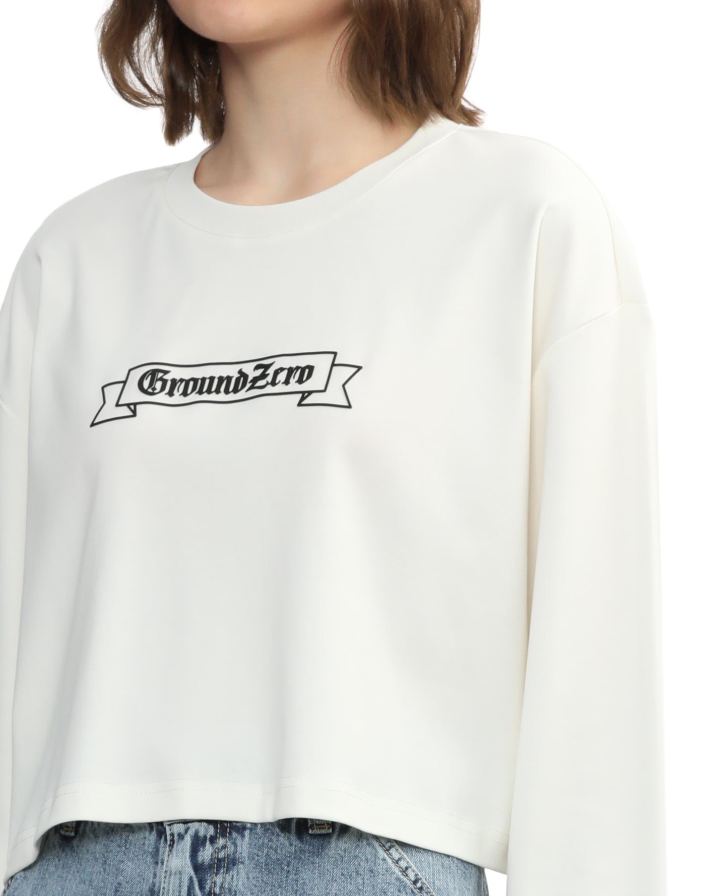 Cropped Logo-Print Sweatshirt