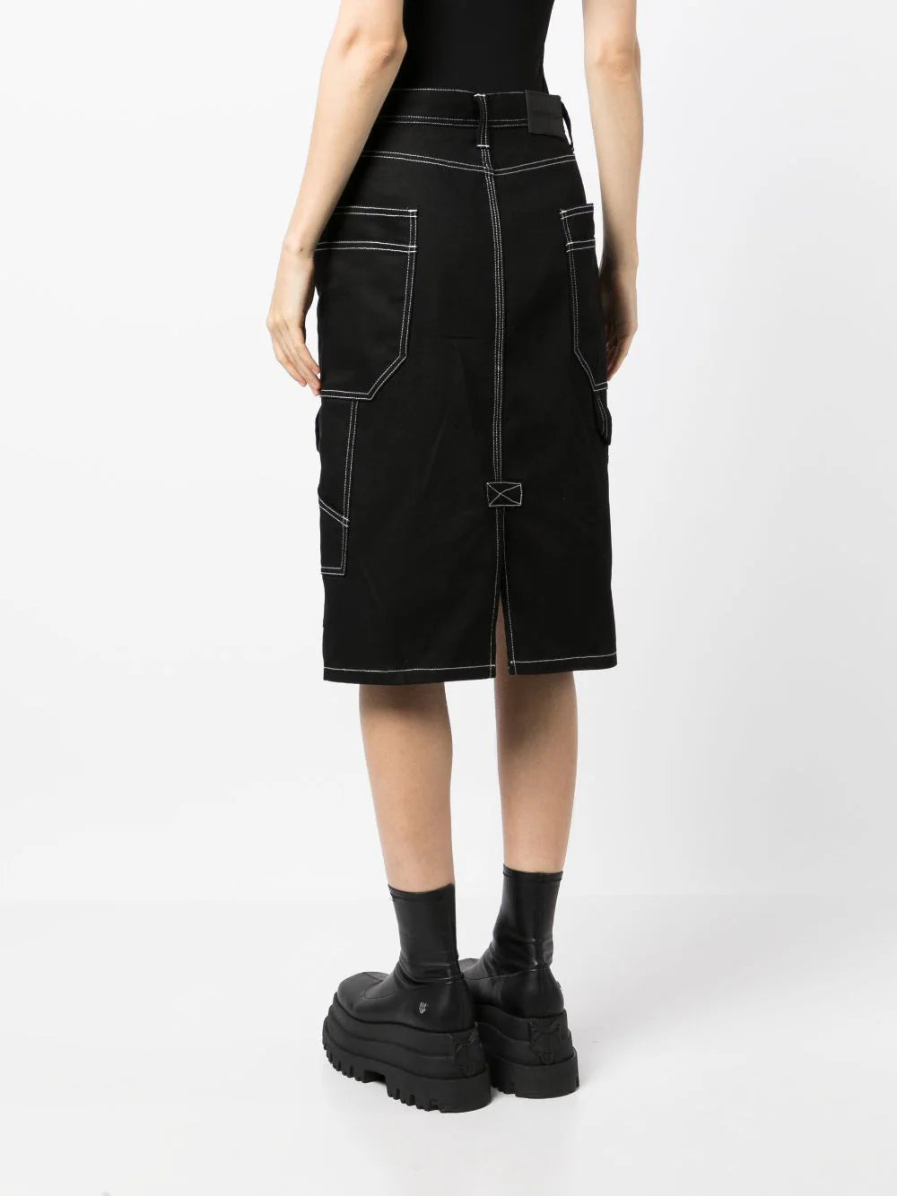 Panelled Denim Midi Skirt